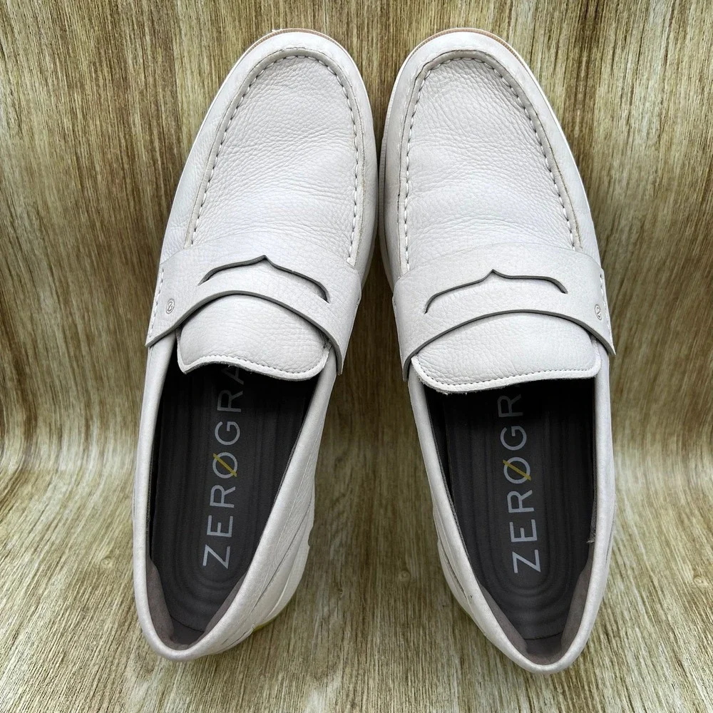 Cole Haan 4.Zerogrand Penny Loafer Men's 13 Cement Nubuck Ivory Sulfur C34107